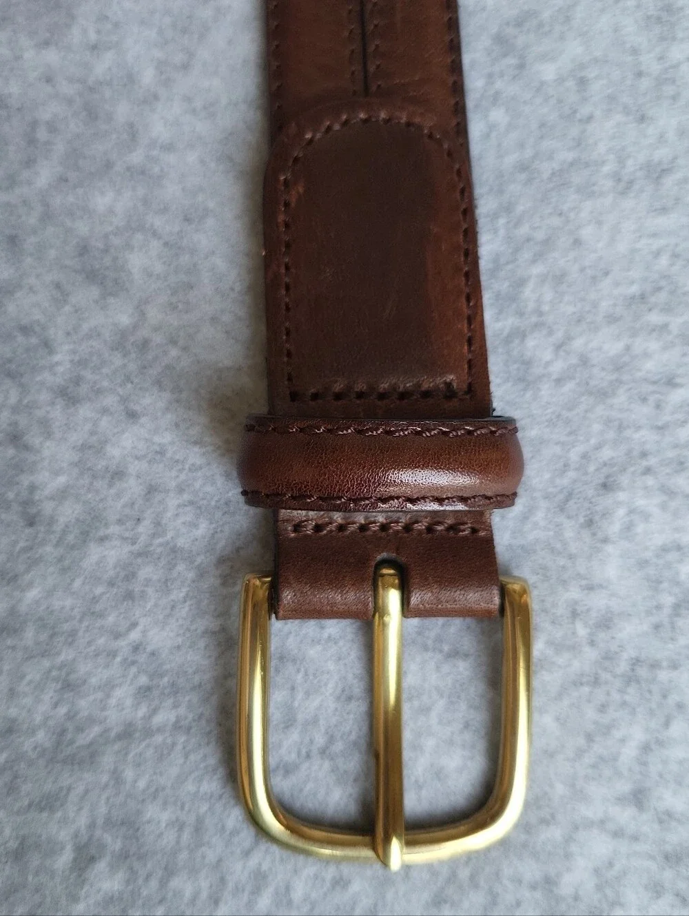 Dress Belt Mens 42/105 Brown Harness Leather Brass Buckle Work Business Casual